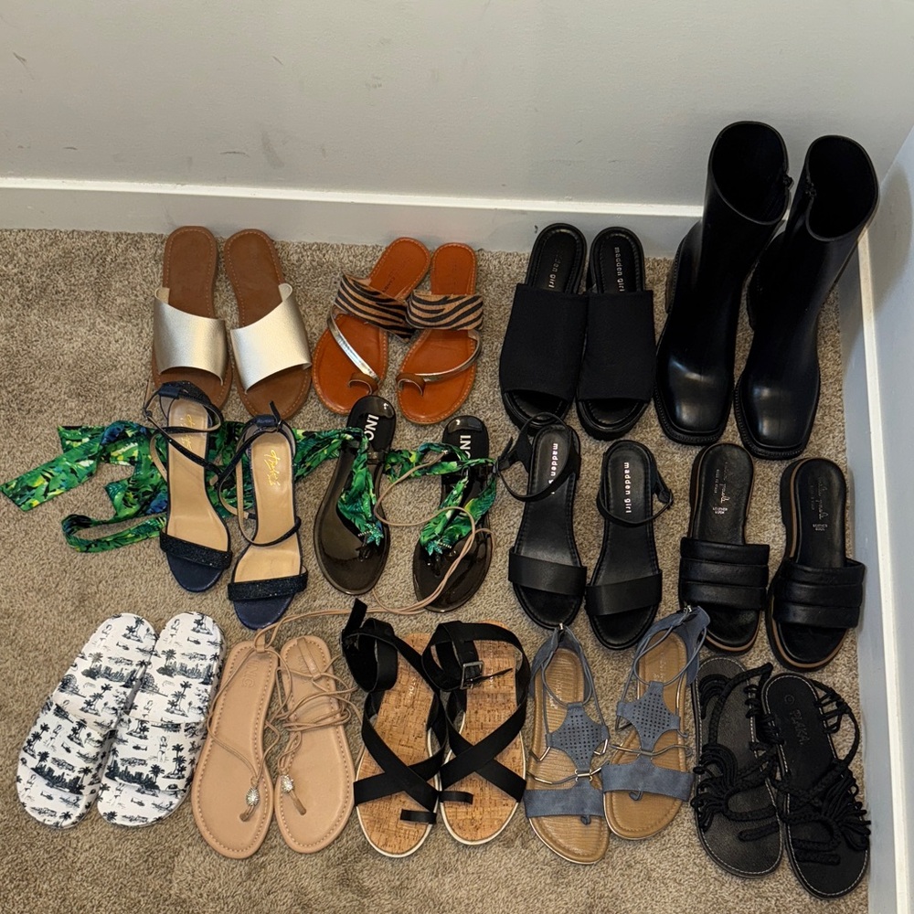 Madden Girl Black and Tan Sandals Collection